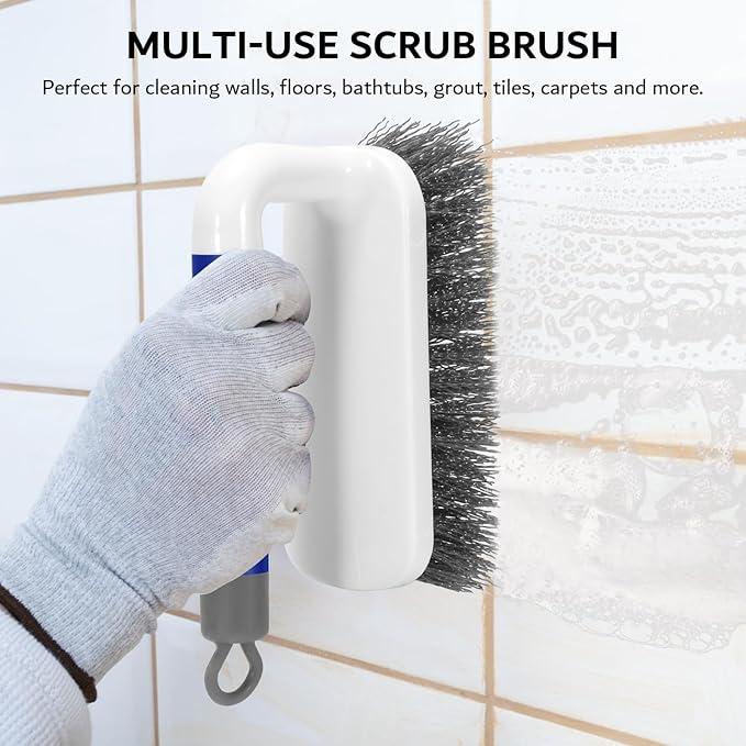 SetSail Scrub Brush, Small Cleaning Brushes with Handle, Comfort Grip Shower Scrubber for Cleaning Bathroom, Tub, Kitchen, Sink, Floor, Carpet, 2 Pack (Blue)