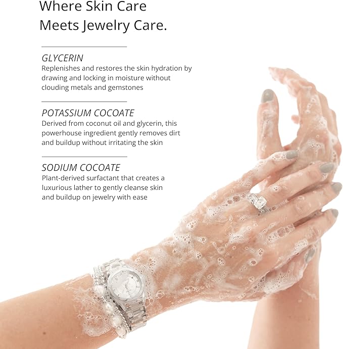 Shinery Jewelry Wash - Jewelry Cleaner Hand Wash Solution, Plant-Based Ring Cleaner Safe All Metals Stones, No Removing Jewelry, Made in The USA