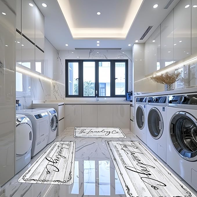 Laundry Room Rug Runner 24"X72" Non Slip Farmhouse Mats Organization and Washable Floor Long Rugs for Laundry Room Accessories Mudroom Kitchen Bathroom Area Rugs Decor