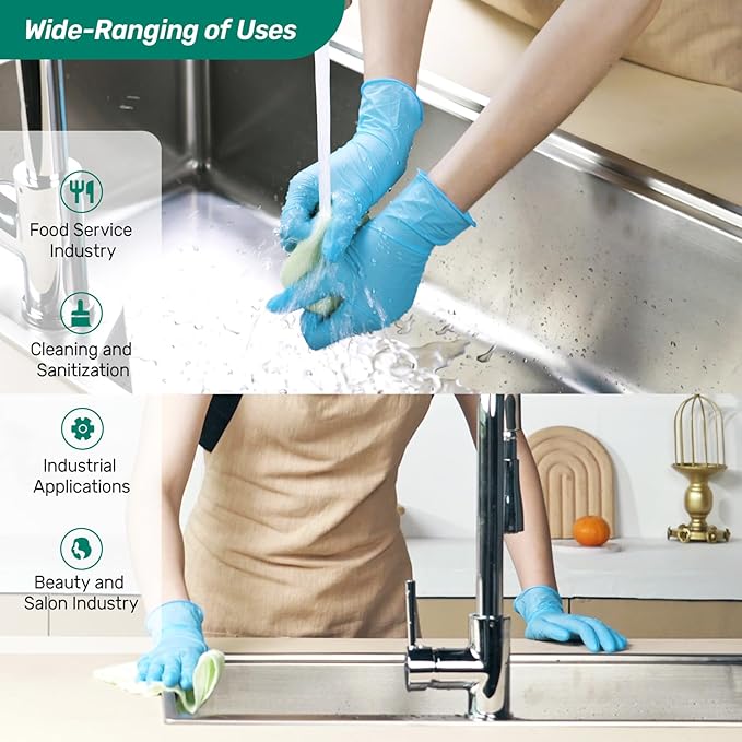 Kebada Nitrile Gloves D1, Nitrile Disposable Gloves for Cleaning, Food Prep, Industrial Grade, Non-Sterile, Food Safe, Powder & Latex Free, Touchscreen, Blue, 1000 CT, X-Large (Made in Vietnam)