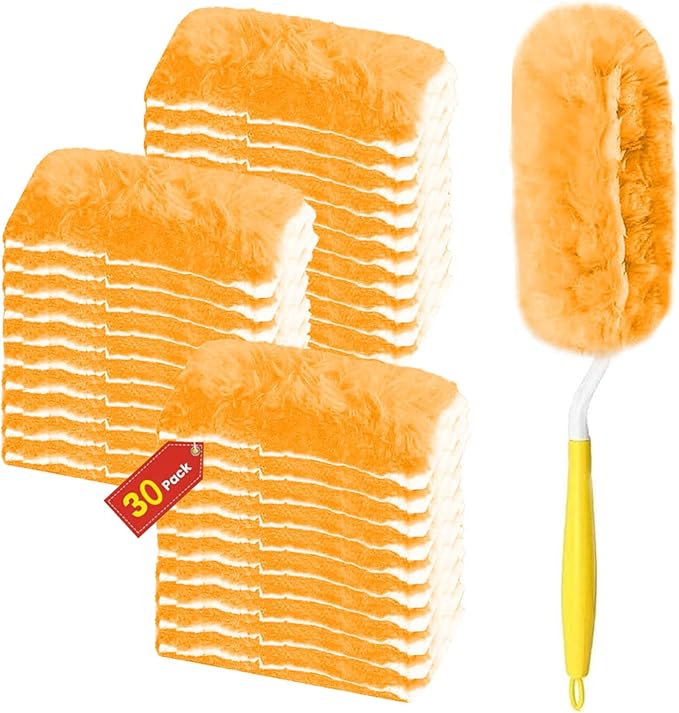 Duster Refill for Swiffer Duster, 30 Count Heavy Duty Duster Refills with 1 Handle, 360 Dusters Refills Kit, 2 Sided Disposable Dusters for Swiffer Duster Extended Handle for Cleaning