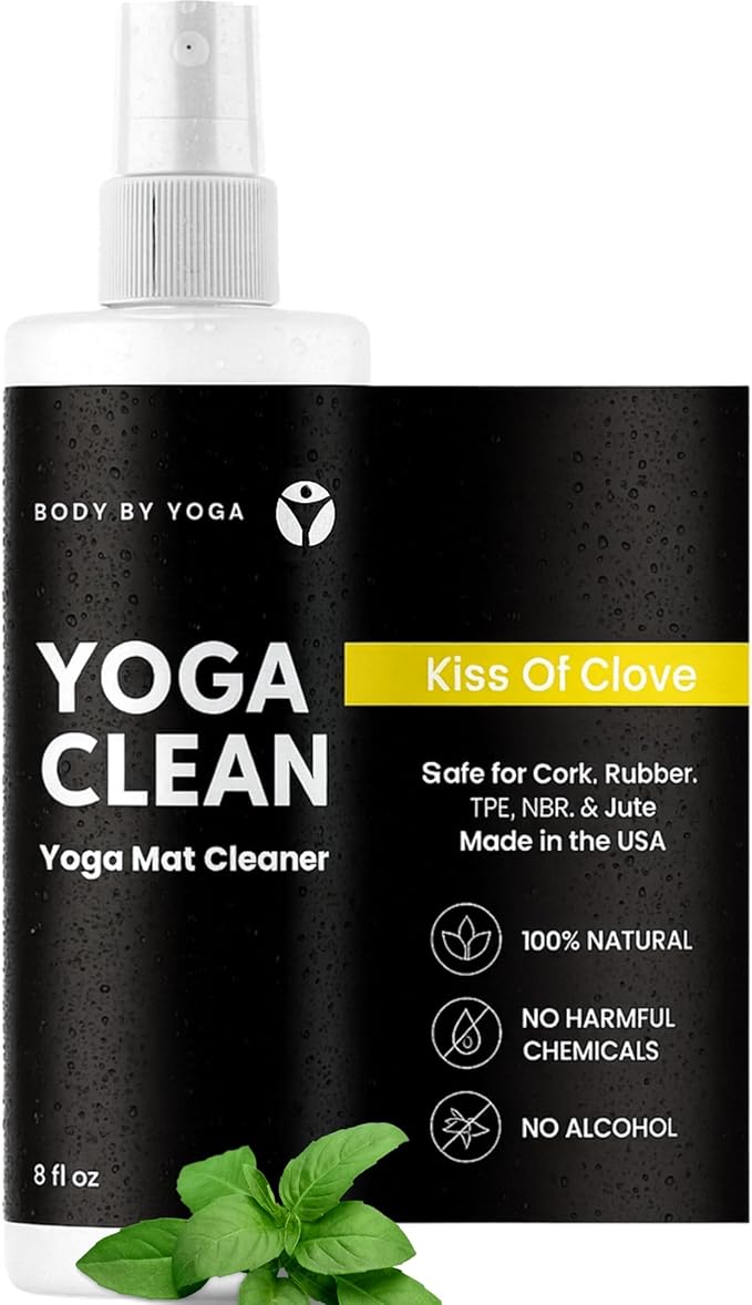 Yoga Clean - Premium Yoga Mat Cleaner Spray, Natural Plant-Based Deodorizer with Essential Oils | Refreshing Aromatherapy Scent | 8 oz Safe for Cork, Rubber & All Fabrics, Made in the USA