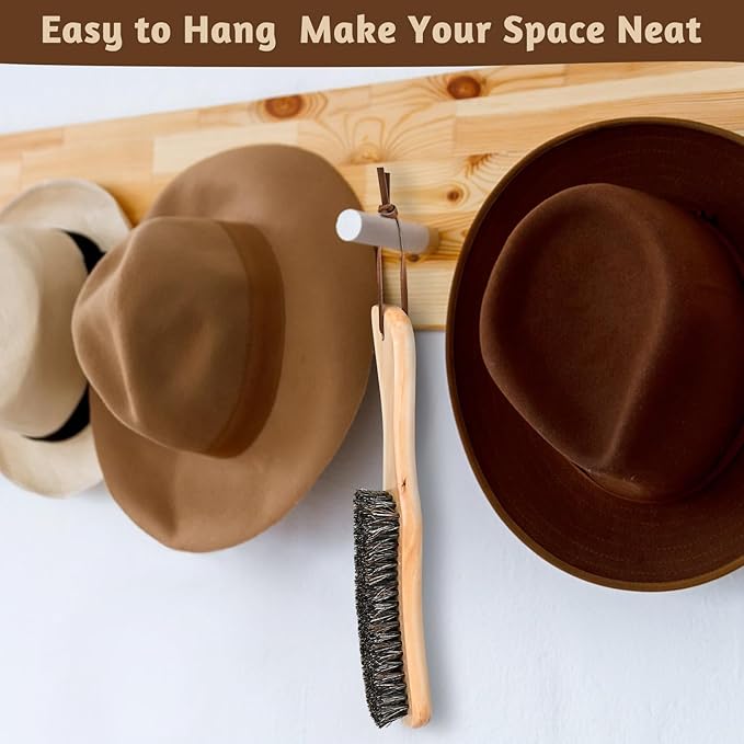 2PCS Felt Hat Brush, Felt Hat Cleaner with Horsehair Brush and Sponge Brush, Cowboy Hat Cleaner Easily Removes Dust Fuzz and Lint for Shoes Hats and Clothes