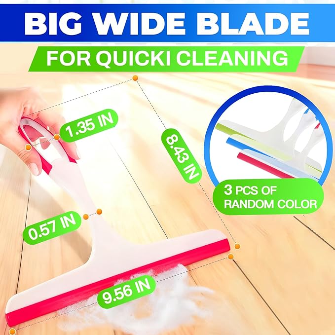 3PCS Hanging Rubber Squeegee with Hook, Multipurpose Shower Squeegee for Glass Doors Window Squeegee (Regular Version)