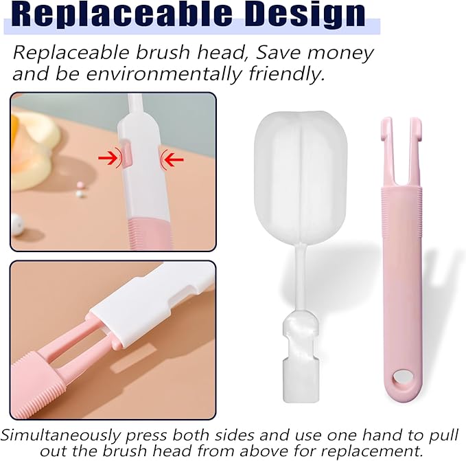 Sponge Bottle Brushes 4 Piece Baby Bottle Brushes Long Handle Cup Scrubber Brush Portable Sponge Bottle Cleaning Brush (4PCS)