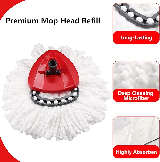 10 Pack Mop Replacement Heads Compatible with O Cedar Triangle Swivel Mops, Spin Mop Microfiber Refills, Deep Cleaning Easy to Replace