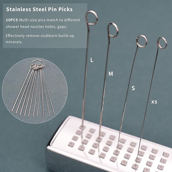 Shower Head Cleaning Brush Tools, Gentle Clean Free Harm to Nozzles Multi-Size Picks to Tackle Stubborn Mineral Buildups Anti Clogging Showerhead Cleaner Brushes for Small Hole Gap Nozzle Jewelry