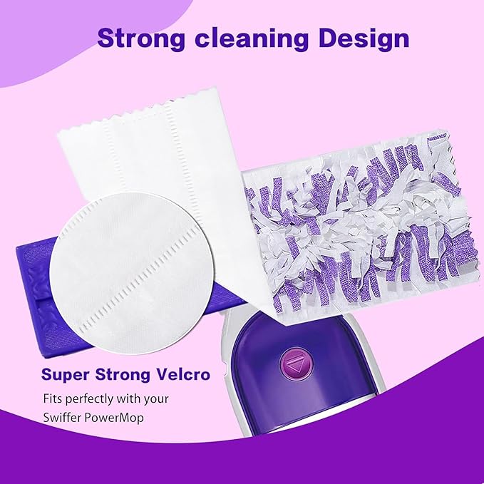 Disposable Mopping Pad Refills for PowerMop Multi-Surface Mop and PowerMop Wood Mop, Spray Clean Pads Replacement (Purple -30)