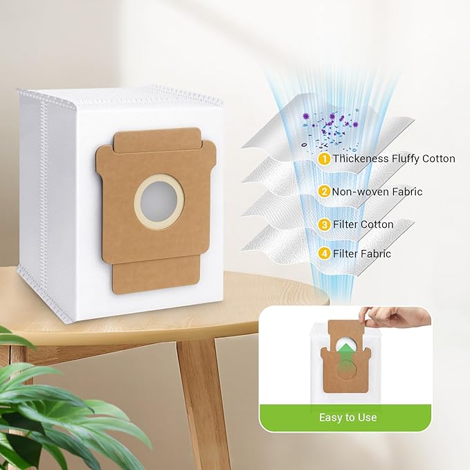 Bluevisk 16 Pack Plus 405 Combo Dust Bags for Roomba Essential Q0520/Plus 405 Combo/Plus 505 Combo/Plus 504 Vac/Y0140 Combo/Y0110/Q0120/Q011/104 Combo/105 Combo/105 Vac/Max 705 Vac/205 Vac Dust Bag