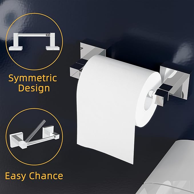 RUACQ 3 Pieces Bathroom Hardware Set, SUS 304 Stainless Steel Toilet Paper Holder, Towel Ring, 18-inch Towel Bar Set, Wall Mounted, Heavy Duty(Chrome)