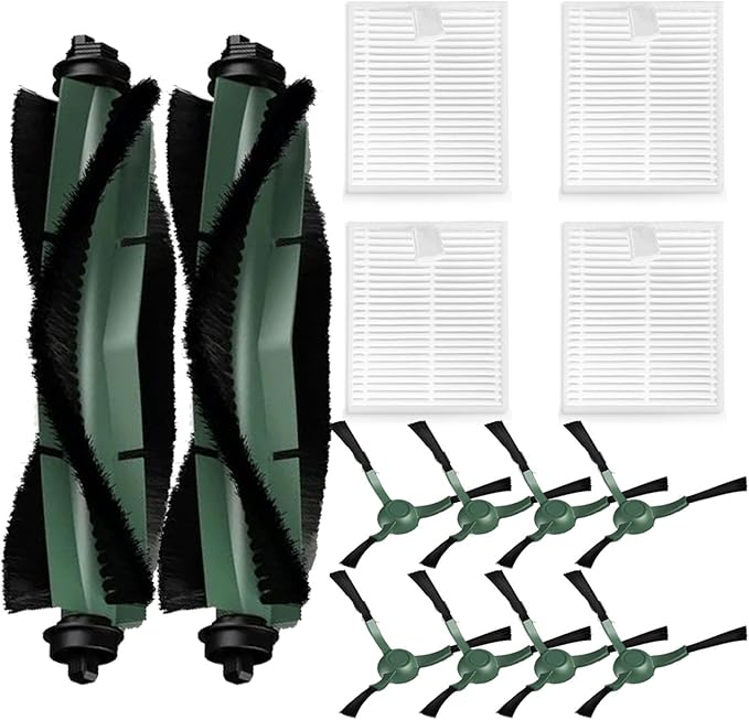 14 Pack Accessories Kit for iRobot Roomba Essential Series Q052-Vac2 105 Q0120 Y0140 Y0110 Q011 Robot Vacuum Cleaner,2 Roller Brush＆8 Side Brushes＆4 Hepa Filters (14 Packs)