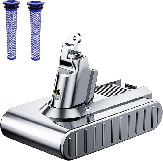JUNWOOD 10000mAh Replacement for Dyson V6 Battery 21.6V Lithium VTC4 SV03 SV04 SV05 SV06 SV07 SV09 DC58 DC59 DC61 DC62 DC72 DC74 Absolute Animal Motorhead Slim Vacuum with 2 Filters (V6)