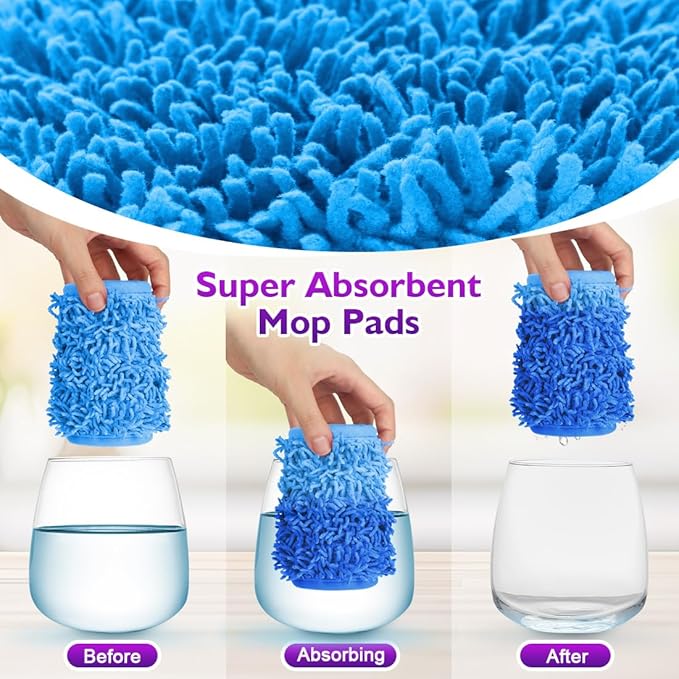 UNIMADE Reusable Mop Pads for Swiffer PowerMop, 8 Pack Microfiber Mop Pad Refill with Scrubber Strips for 13''-15'' SprayMop, Washable Mop Pads Use for Most Floor Types, Designed for Pets - Blue
