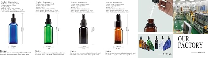 YIZHAO Blue Glass Dropper Bottle 4oz, Tincture Bottles with Glass Dropper, for Essential Oils, Aromatherapy, Cosmetic, Laboratory, Pharmacy, Liquids, Travel –4 Pcs
