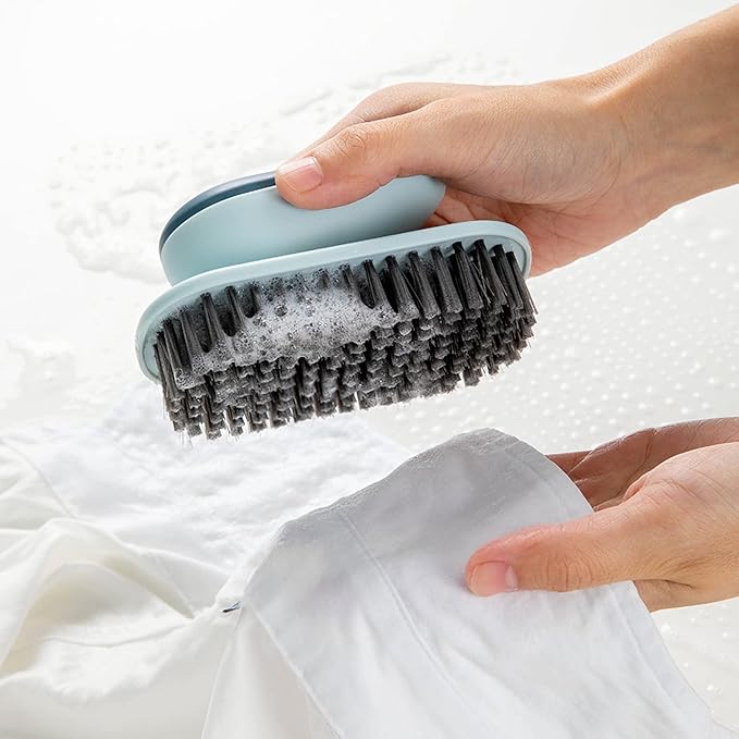 Laundry Scrub Brush 2 Pack Soft Bristle Brush for Stains & Clothes - Household Cleaning Tool for Bathroom Countertops & Bathtubs (Blue)