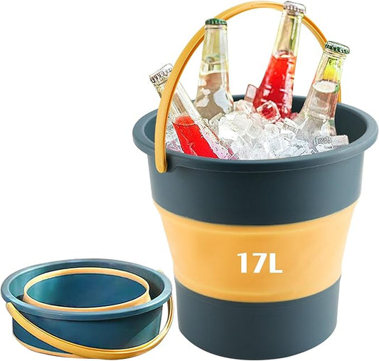 Collapsible Bucket 4.5 Gallon/17L Large Plastic Household Cleaning Mop Buckets Foldable Water Bucket for Car Wash Fishing Camping Beach (Blue)