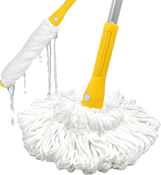 Self-Wringing Mop - Heavy-Duty Wet Mop for Floors | Upgraded 57.5-Inch Long Handle | Ideal for Hardwood, Tile, and Marble Floors