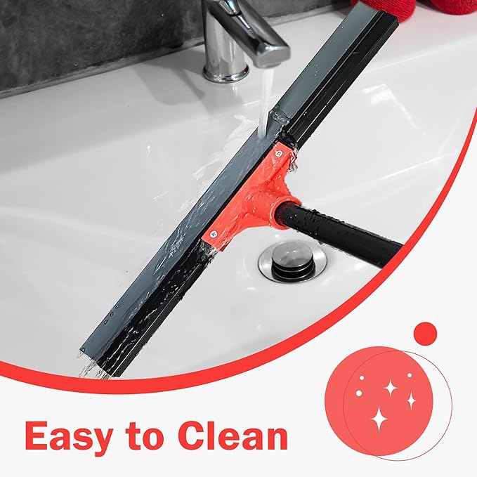DALIPER Floor Squeegee with 18'' Silicone Rubber Scraper Head and 58'' Long Adjustable Handle, Heavy Duty Shower Squeegees for Concrete Floor, on Multi-Surface Tile Glass Pool Garage Cleaning