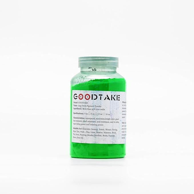 GOODTAKE Concrete Pigment, Grass Green Iron Oxide Pigment Powder, Concrete Cement Dye Color Pigment for Pastel Tile Paint Concrete Cement Mortar Grout (Grass Green, 20 oz)