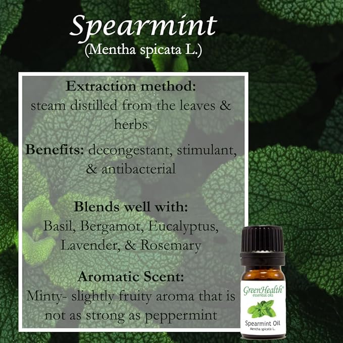 Spearmint Essential Oil - 32 fl oz - 100% Pure Essential Oil - Aluminum Bottle - Greenhealth