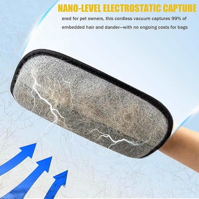Magic palm Pet Hair Remover Gloves for Furniture & Car - Electrostatic Deshedding Mitt for Cats/Dogs, Reusable Washable on Sofa, Clothes, Carpet (2pcs-Black)