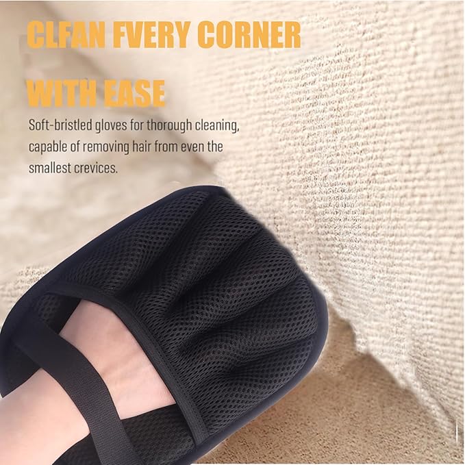 Magic palm Pet Hair Remover Gloves for Furniture & Car - Electrostatic Deshedding Mitt for Cats/Dogs, Reusable Washable on Sofa, Clothes, Carpet (2pcs-Black)