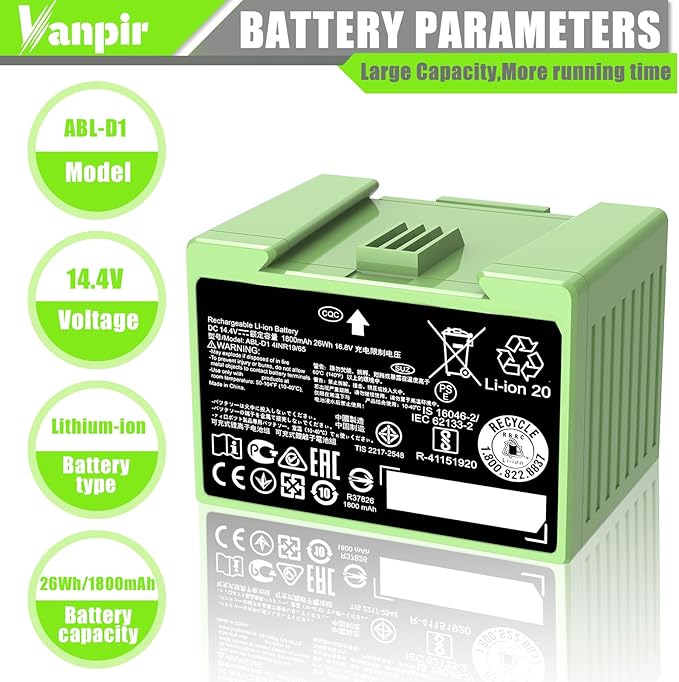 ABL-D1 Battery for iRobot Roomba i7 i7+ j7 j7+ j9 7158 7550 e5 e6 and i4 i4+ i8 i8+ Replacement Lithium Ion Battery for Roomba i and e and j Series (Not Compatible with Roomba Combo Series)