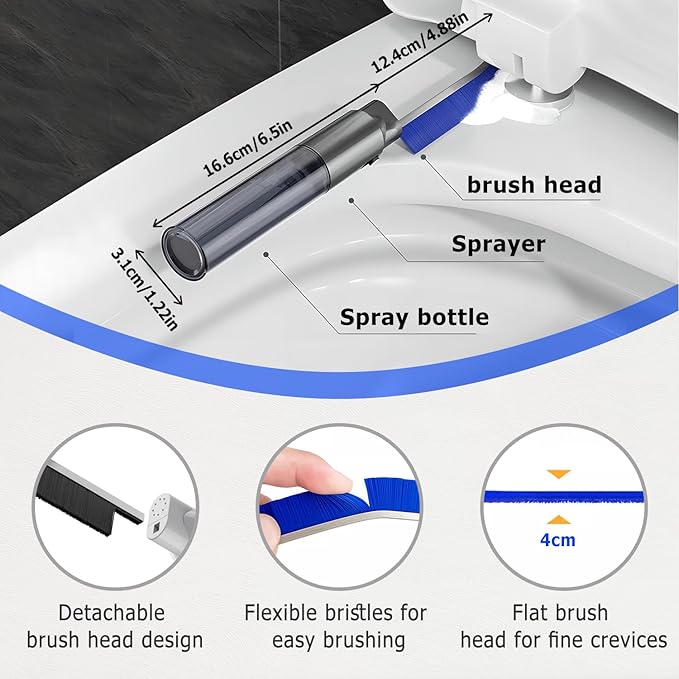 Crevice Cleaning Brush, 2025 New Crevice Cleaning Scrub Brush, Multi-purpose Grout Brush for Bathroom, Durable Sink Cleaning Tool for Kitchen, Portable Toilet Cleaning Brush for Home Users (Black-1pc)