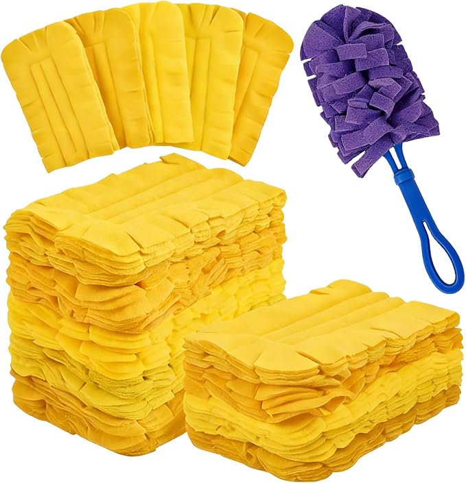 10pack Duster Refills Reusable for Swiffer, 360° Electrostatic Duster Refills, Washable Heavy Duty Dusters Refill, Reusable Cloth Cover Dust Collector for Both Wet and Dry Use (Yellow)