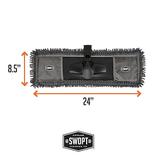 SWOPT 24” Microfiber Dust Mop Refill – Microfiber Cleaning Pads for Use on Wood, Laminate, Tile – Interchangeable with All SWOPT Cleaning Products for More Efficient Cleaning and Storage