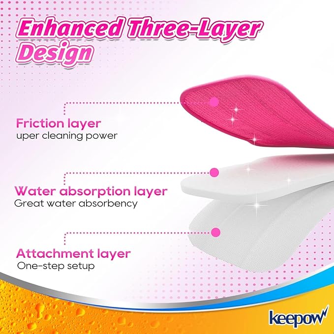 KEEPOW Microfiber Steam Mop Pads Compatible with Schenley Steam Mop 7 in 1, Washable and Reusable Mop Replacement Pads Steam Cleaner Attachments for Multi Surface Floor 2 Pack