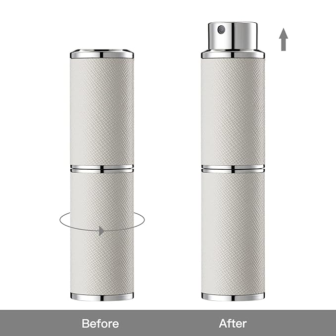 8ML Perfume Atomizer, Empty Leather Cologne Spray Bottle, Mini Perfume Sprayer Dispenser for Travel (1PCS, White)
