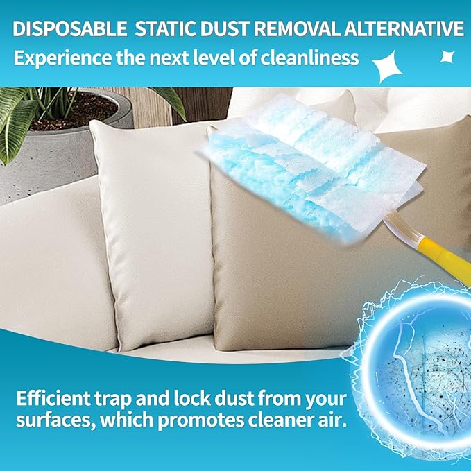 FURCIELOS Disposable Microfiber Feather Duster Refills, Multi-Surface Duster Compatible with Swiffer Dusters Handle, 30 Count(Unscented, Pack of 1)