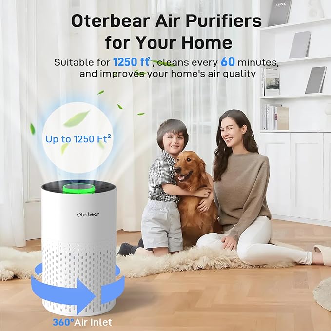 Air Purifiers for Home Bedroom Up to 1250 Ft² - H14 HEPA Air Purifier with Aroma & Sleep Mode - 24dB Small Room Air Purifier for Allergies, Smoke, Dust, Pollen, Pet Dander,4000B,White