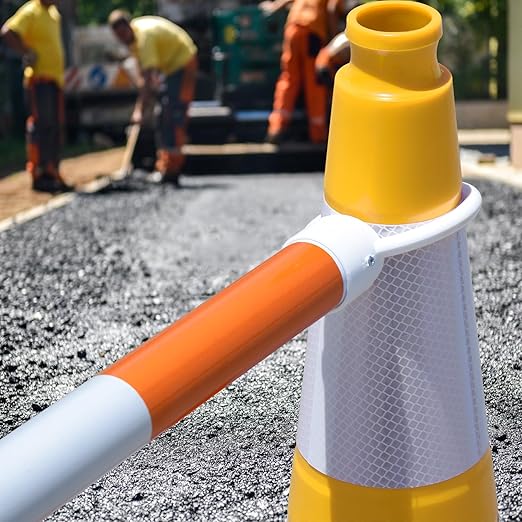 Fluorescent Orange/Green PVC Traffic Cones, Heavy Black Base Parking Lot Cone Structurally Stable Weatherproof Road Construction Safety Cones (4, Yellow, 36" Extra Large)