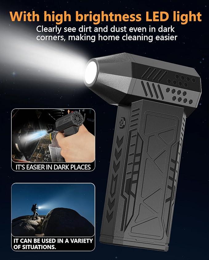 Electric Air Duster-150000RPM Super Power Blower, 4-Gear Adjustable Mini Blower with Fast Charging, Rechargeable Dust Blower for Computer, Keyboard, Car, and Home Cleaning