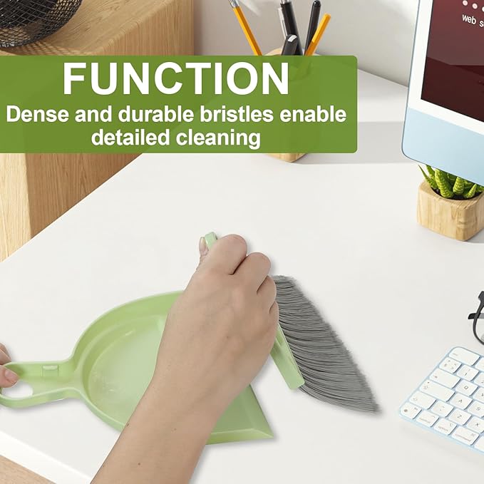 Small Dustpan and Brush Set, Mini Dust Pan and Brush, Hand Broom and Dustpan Set, for Cat Litter, Kitchen, Tables, Countertops, Cars, etc.(2PCS)