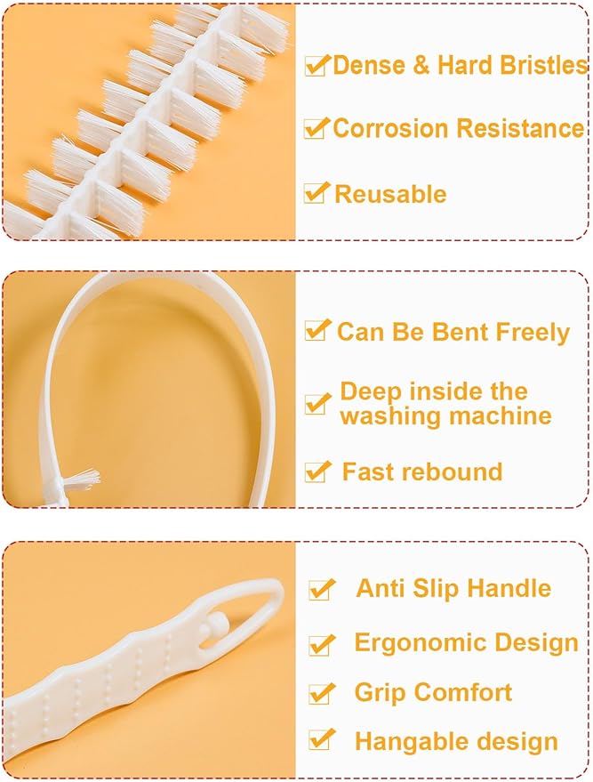 Washing Machine Cleaning Brush - 2 Pack Drum Washing Machine Brush Flexible Washing Machine Cleaner Brush No-Remove Front Load Washer Cleaner Brush for Washing Machine Washer Machine Cleaner Tools