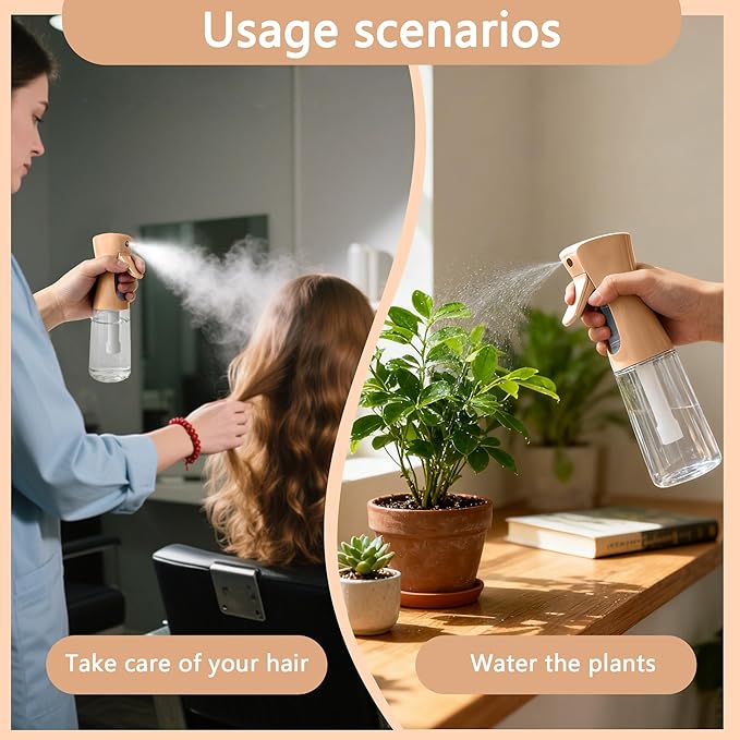 Spray Bottle for Hair Continuous Ultra Fine Mist (200ml) 360° Multi Spray Bottle for Plants, Cleaning, Skin Care Leakproof & Durable 1 Pack