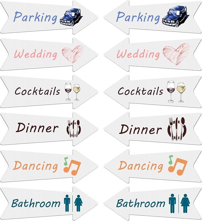 Blank Arrow Signs with Stakes 3 Pack 17 x 6 Inches Wedding Directional Yard Signs with Stakes, This Way Arrow Yard Signs Birthday Party Signs Arrow