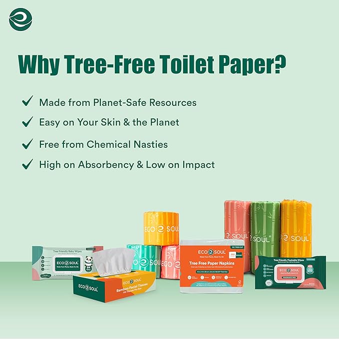 Eco Soul Premium Bamboo Toilet Paper 3 Ply | 12 Mega Rolls | 300 Sheets Each | FSC Certified Hypoallergenic, Textured & Skin-Friendly Septic-Safe Soft Bathroom Tissue Eco-Friendly Chemical & Dye Free