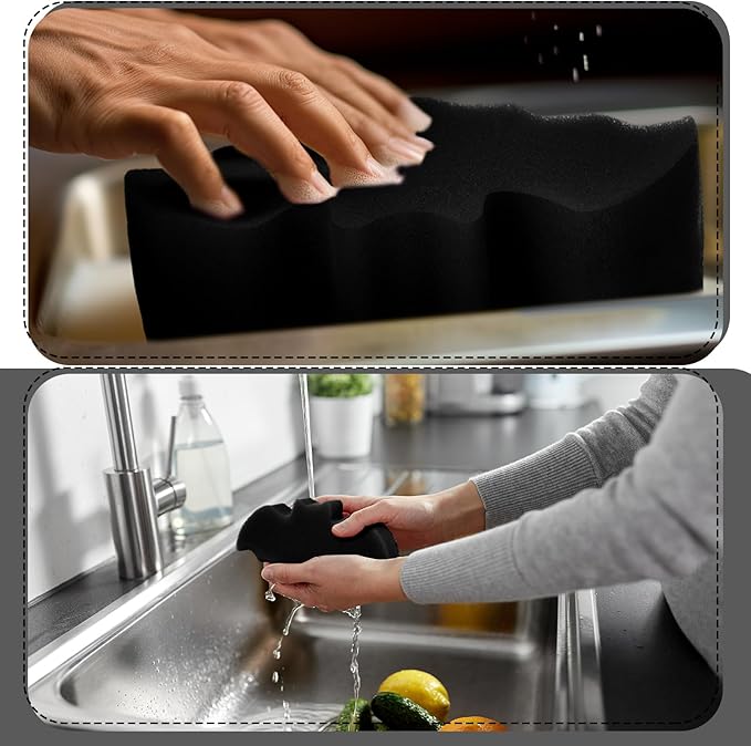 Tioncy 12 Pack Bat Sponges Kitchen Bulk Dual Sided Scrubber Halloween Sponges Dishwashing Non Scratch Bat Kitchen Accessories Dish Scouring, Black