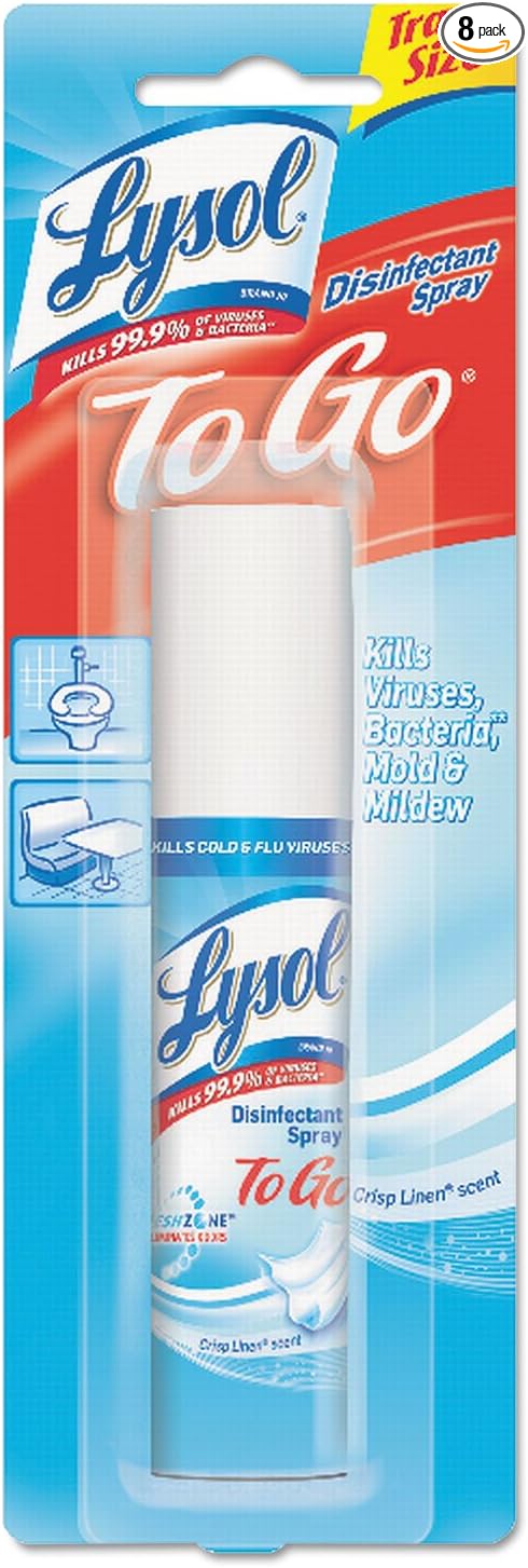 Lysol Disinfectant Spray to Go, Crisp Linen, 1 Ounce (Pack of 8)