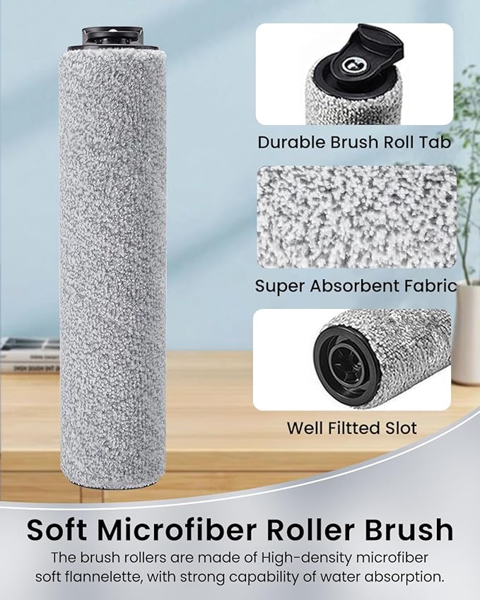 (7pcs) HEPA Filters & Replacement Brush Rollers Compatible For Tineco iFloor 3/ Floor One S3 Cordless Wet Dry Vacuum Cleaner, Replacement Parts Accessories Kit Inclue 3 Vacuum Filter, 3 Brush Rollers