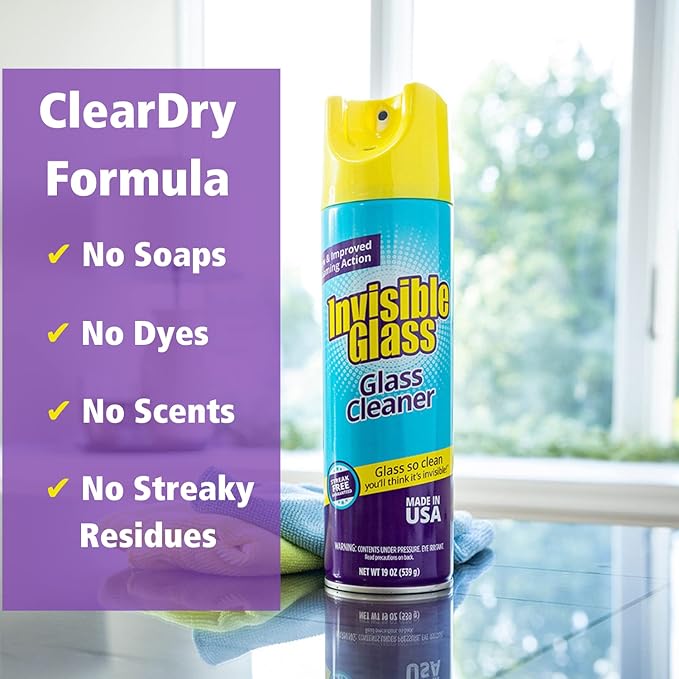 Invisible Glass 91160-4PK Premium Glass and Window Cleaner for Auto and Home Cleans Glass, Windows, Glass Cooktops, Patio Doors, and More, Streak-Free, Ammonia-Free, Tint-Safe, 19 Oz, Pack of 4