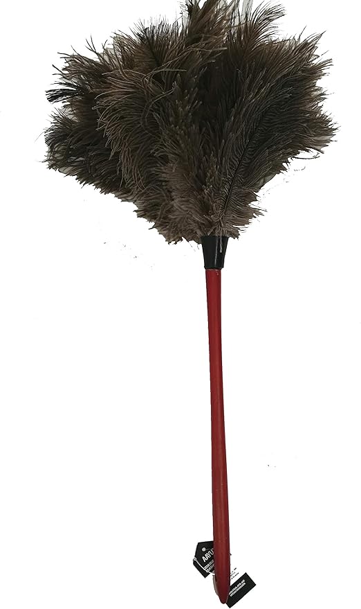AAYU Ostrich Feather Duster 22-24" inches | Natural Feathers Duster for Cleaning and Moping Genuine w/Long Wooden Handle Eco-Friendly Easy to Use (55 cm)