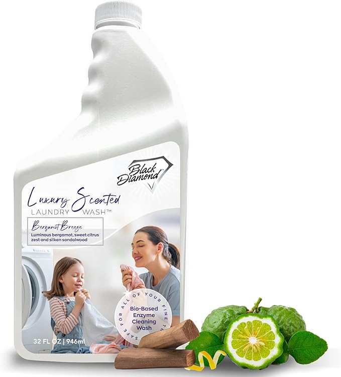 Black Diamond Stoneworks Bergamot Breeze Luxury Scented Laundry Wash, Premium Quality Detergent, Superior Cleaning Performance, Long-Lasting Fragrance, 1-Quart.
