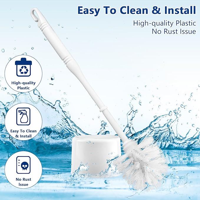 6 Sets Toilet Brush and Holder Toilet Cleaner Brush Set for Bathroom Toilet Bowl Brush with Caddy Toilet Scrubber for Cleaning, 14 Height(White)