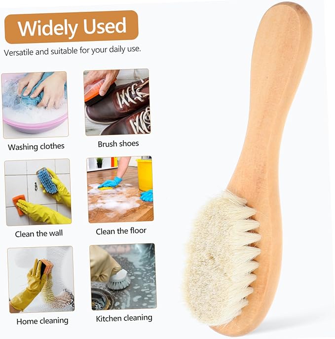Boar Bristle Laundry Scrub Brush for Delicate Fabrics Soft Cleaning Brush for Stains for Cotton and Linen Clothing