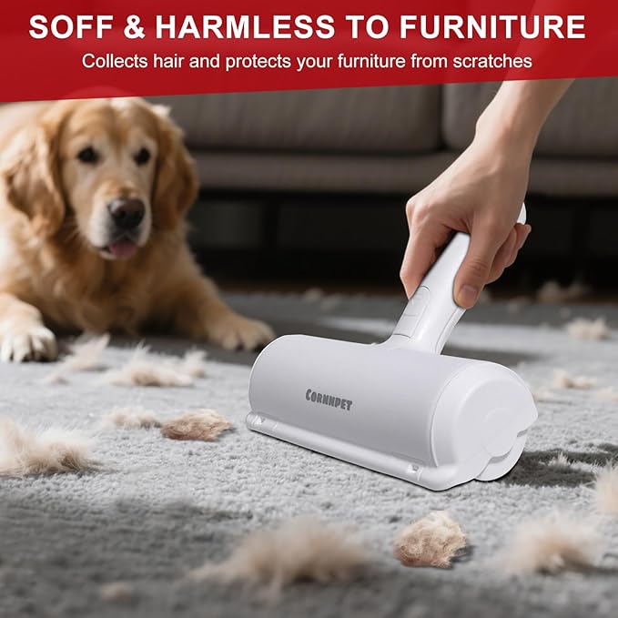 Cornnpet Roller Pet Hair Removal Tool – Reusable Lint Roller for Dogs & Cats – Self-Cleaning Fur Remover Brush - Portable, Multi-Surface Fur Removal Tool - Reusable Double Sided Travel Brush